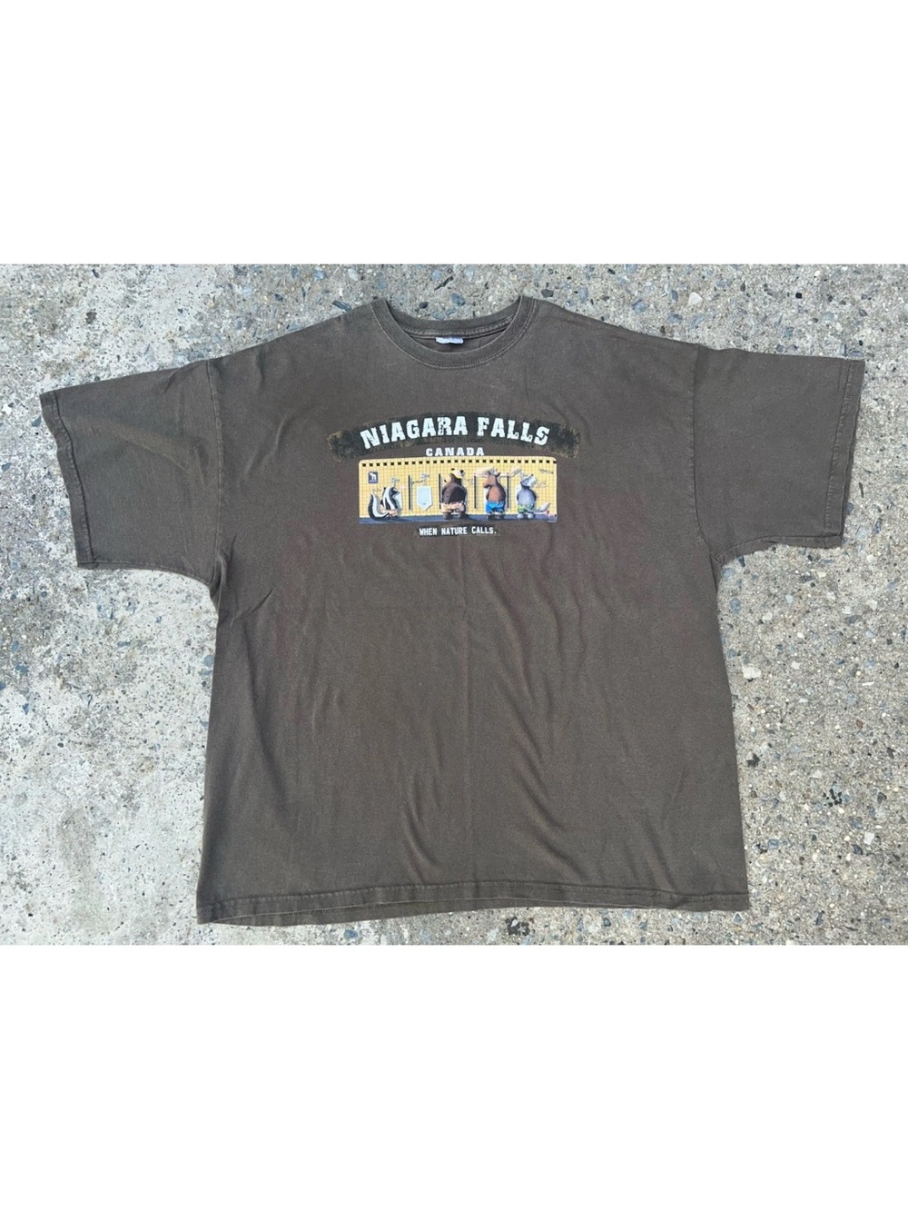 Vintage Niagara Falls Canada When Nature Calls Funny Nature Shirt Xl Brown